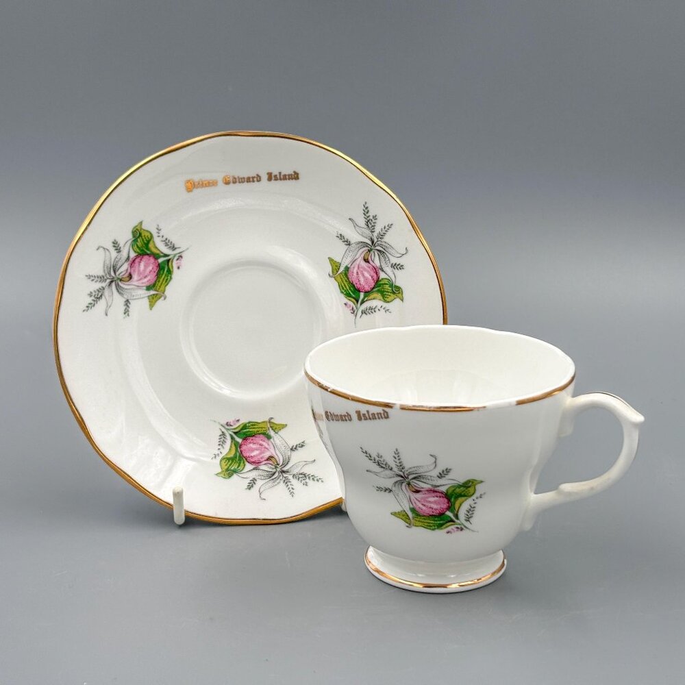 Vintage Prince Edward Island Green Gables Lady Slipper Teacup And Saucer Set